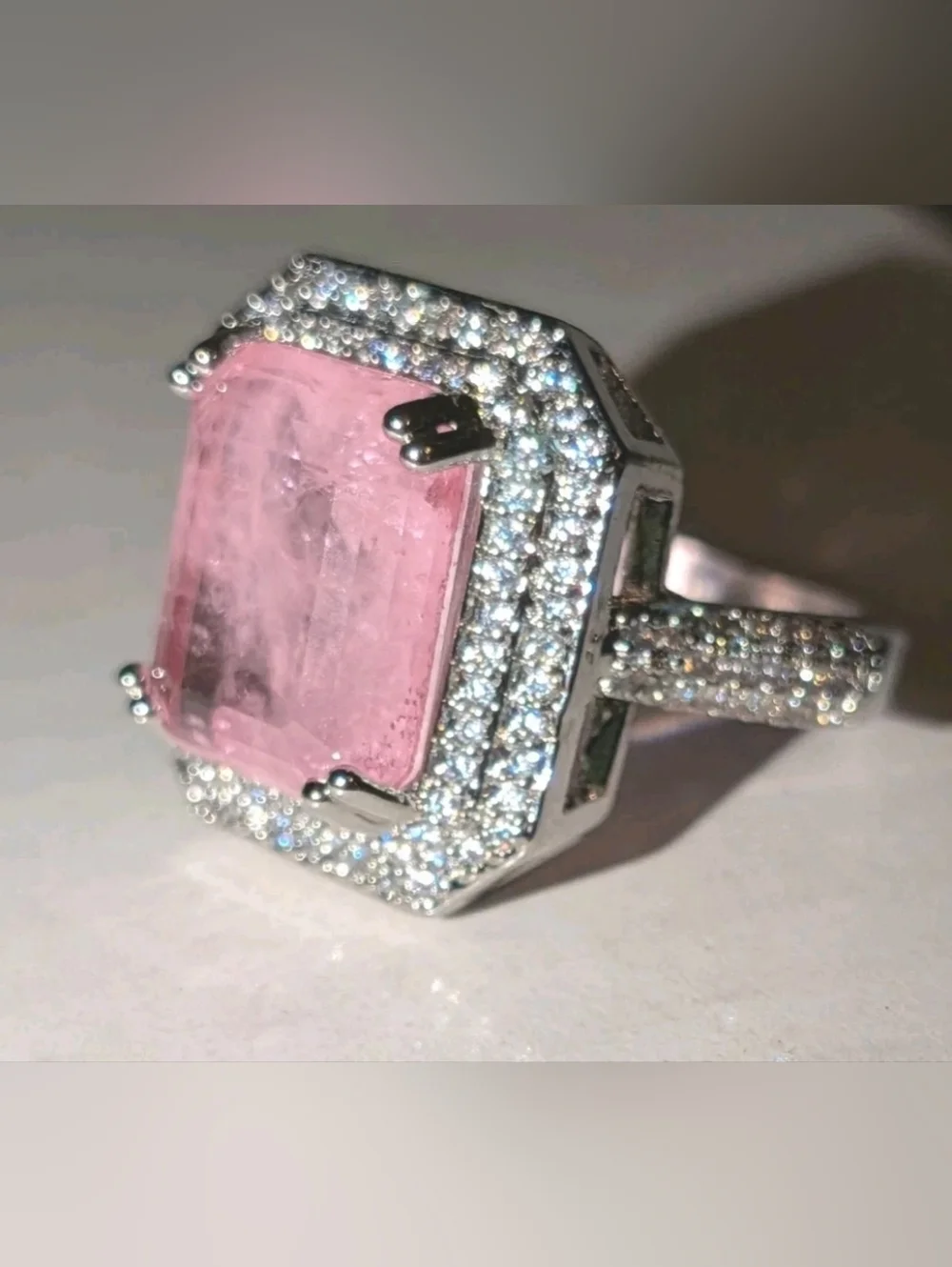 Shiny S925 6 Ct Lab- Created Kunzite Diamond Engagement Ring For Women Sz 6.5